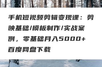 手机短视频剪辑变现课：剪映基础/模板制作/实战案例，零基础月入5000+百度网盘下载