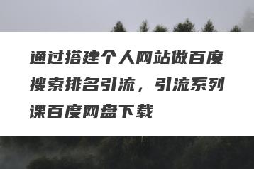 通过搭建个人网站做百度搜索排名引流，引流系列课百度网盘下载