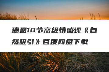 瑞恩10节高级情感课《自然吸引》百度网盘下载