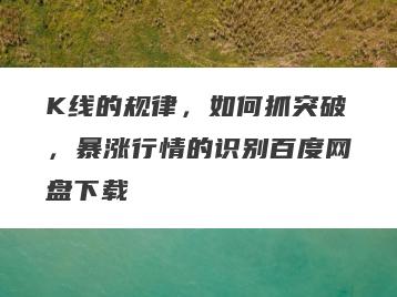 K线的规律，如何抓突破，暴涨行情的识别百度网盘下载