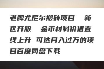 老牌尤尼尔搬砖项目  新区开服  金币材料价值直线上升 可达月入过万的项目百度网盘下载