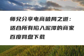 师兄分享电商破局之道：适合所有陷入泥潭的商家百度网盘下载