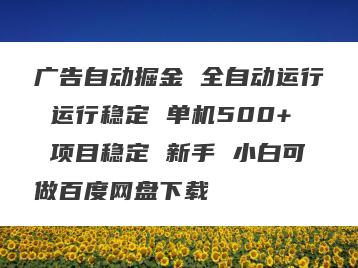 广告自动掘金 全自动运行 运行稳定 单机500+ 项目稳定 新手 小白可做百度网盘下载