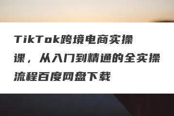 TikTok跨境电商实操课，从入门到精通的全实操流程百度网盘下载