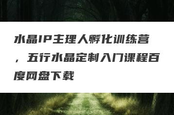 水晶IP主理人孵化训练营，五行水晶定制入门课程百度网盘下载