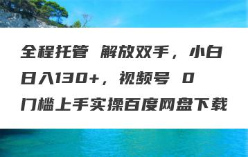 全程托管 解放双手，小白日入130+，视频号 0门槛上手实操百度网盘下载
