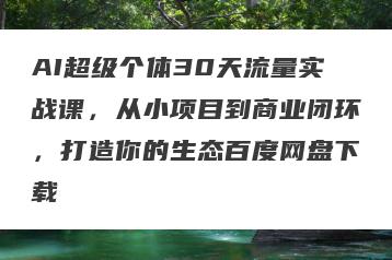 AI超级个体30天流量实战课，从小项目到商业闭环，打造你的生态百度网盘下载