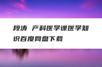 段涛 产科医学课医学知识百度网盘下载
