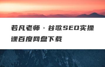 若凡老师·谷歌SEO实操课百度网盘下载
