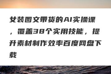 女装图文带货的AI实操课，覆盖38个实用技能，提升素材制作效率百度网盘下载