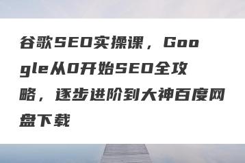 谷歌SEO实操课，Google从0开始SEO全攻略，逐步进阶到大神百度网盘下载