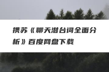 携苏《聊天潜台词全面分析》百度网盘下载