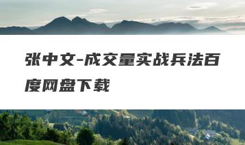 张中文-成交量实战兵法百度网盘下载