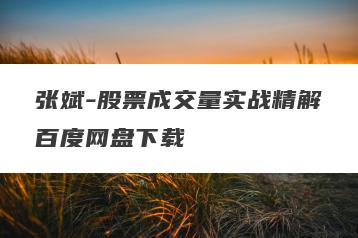 张斌-股票成交量实战精解百度网盘下载