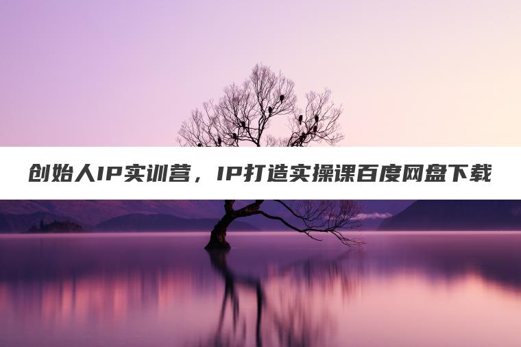 创始人IP实训营，IP打造实操课百度网盘下载