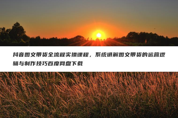 抖音图文带货全流程实操课程，系统讲解图文带货的运营逻辑与制作技巧百度网盘下载