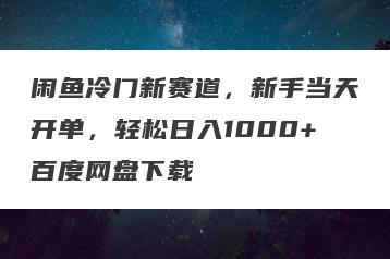 闲鱼冷门新赛道，新手当天开单，轻松日入1000+百度网盘下载