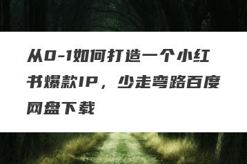 从0-1如何打造一个小红书爆款IP，少走弯路百度网盘下载