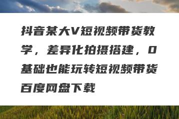 抖音某大V短视频带货教学，差异化拍摄搭建，0基础也能玩转短视频带货百度网盘下载