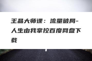 王晶大师课：流量破局-人生由我掌控百度网盘下载