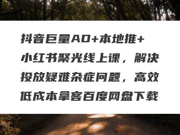 抖音巨量AD+本地推+小红书聚光线上课，解决投放疑难杂症问题，高效低成本拿客百度网盘下载