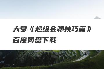 大梦《超级会聊技巧篇》百度网盘下载