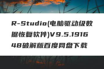 R-Studio(电脑驱动级数据恢复软件)V9.5.191648破解版百度网盘下载