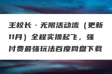 王校长·无限活动流（更新11月）全程实操起飞，强付费最强玩法百度网盘下载