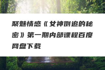 聚魅情感《女神倒追的秘密》第一期内部课程百度网盘下载