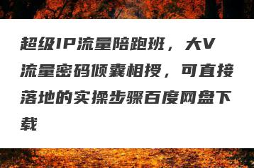 超级IP流量陪跑班，大V流量密码倾囊相授，可直接落地的实操步骤百度网盘下载