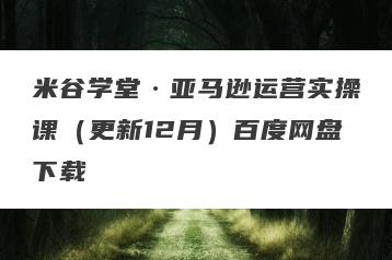 米谷学堂·亚马逊运营实操课（更新12月）百度网盘下载