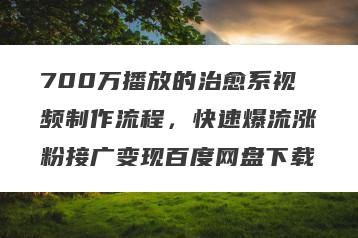 700万播放的治愈系视频制作流程，快速爆流涨粉接广变现百度网盘下载