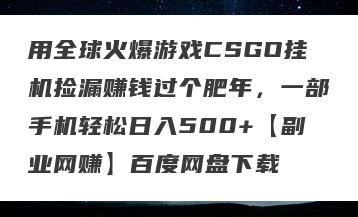 用全球火爆游戏CSGO挂机捡漏赚钱过个肥年，一部手机轻松日入500+【副业网赚】百度网盘下载