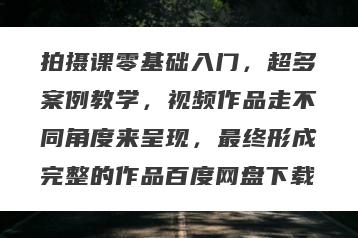 拍摄课零基础入门，超多案例教学，视频作品走不同角度来呈现，最终形成完整的作品百度网盘下载