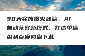 30天实体爆火秘籍，AI自动获客新模式，打造单店盈利百度网盘下载