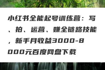 小红书全能起号训练营：写、拍、运营、赚全链路技能，新手月收益3000-8000元百度网盘下载