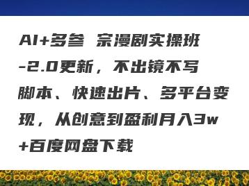 AI+多参 宗漫剧实操班-2.0更新，不出镜不写脚本、快速出片、多平台变现，从创意到盈利月入3w+百度网盘下载