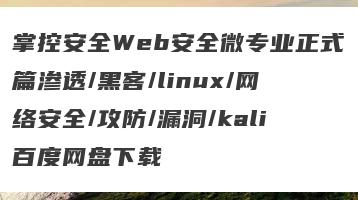 掌控安全Web安全微专业正式篇渗透/黑客/linux/网络安全/攻防/漏洞/kali百度网盘下载