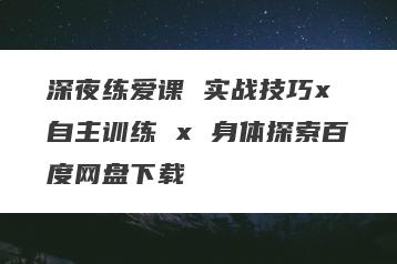 深夜练爱课 实战技巧x 自主训练 x 身体探索百度网盘下载