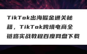 TikTok出海掘金通关秘籍，TikTok跨境电商全链路实战教程百度网盘下载