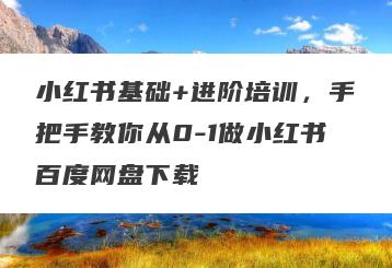 小红书基础+进阶培训，手把手教你从0-1做小红书百度网盘下载