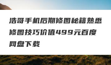 浩哥手机后期修图秘籍熟悉修图技巧价值499元百度网盘下载