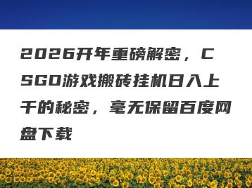 2026开年重磅解密，CSGO游戏搬砖挂机日入上千的秘密，毫无保留百度网盘下载