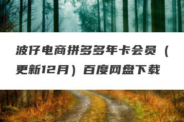 波仔电商拼多多年卡会员（更新12月）百度网盘下载