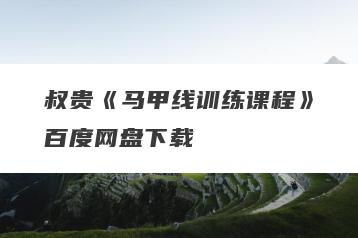 叔贵《马甲线训练课程》百度网盘下载