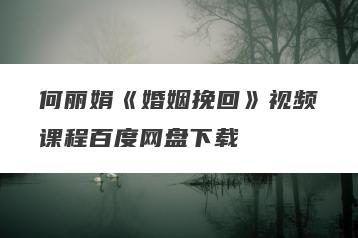 何丽娟《婚姻挽回》视频课程百度网盘下载