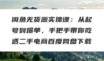 闲鱼无货源实操课：从起号到爆单，手把手带你吃透二手电商百度网盘下载