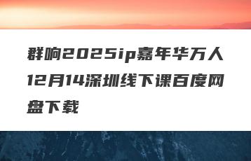 群响2025ip嘉年华万人12月14深圳线下课百度网盘下载