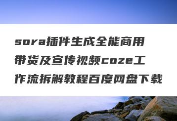 sora插件生成全能商用带货及宣传视频coze工作流拆解教程百度网盘下载
