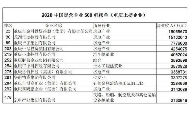 重庆十大民营企业(宝鸡十大民营企业)
